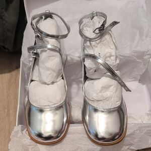 Silver Metallic Mary Jane Shoes